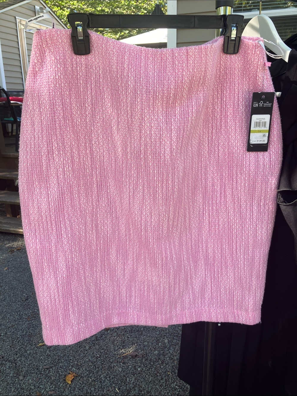 Karl Lagerfeld Pink Ribbed Knit Pencil Skirt